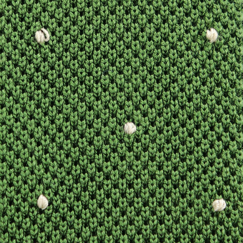 Cravatta a maglia verde oliva con pois bianchi