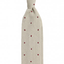 Cream burgundy white polka dots