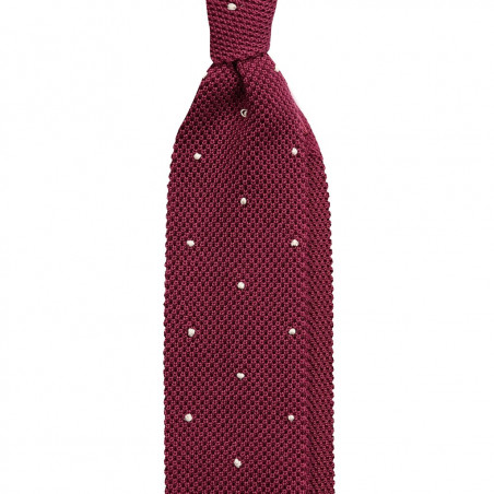 Cravatta a maglia magenta con pois bianchi