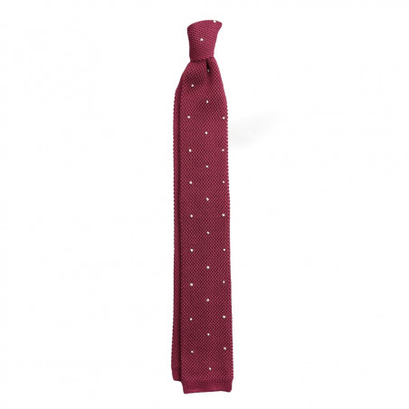 Cravatta a maglia magenta con pois bianchi