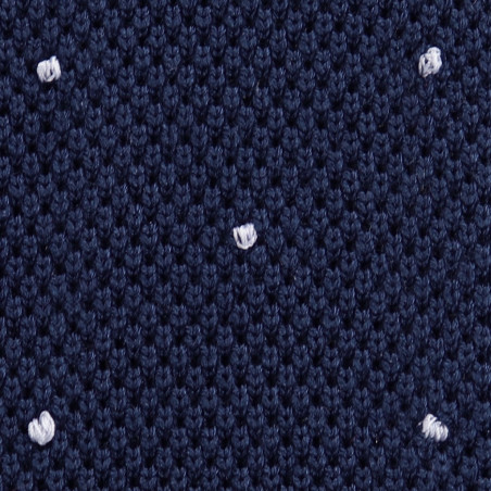 Cravatta a maglia navy con pois bianchi