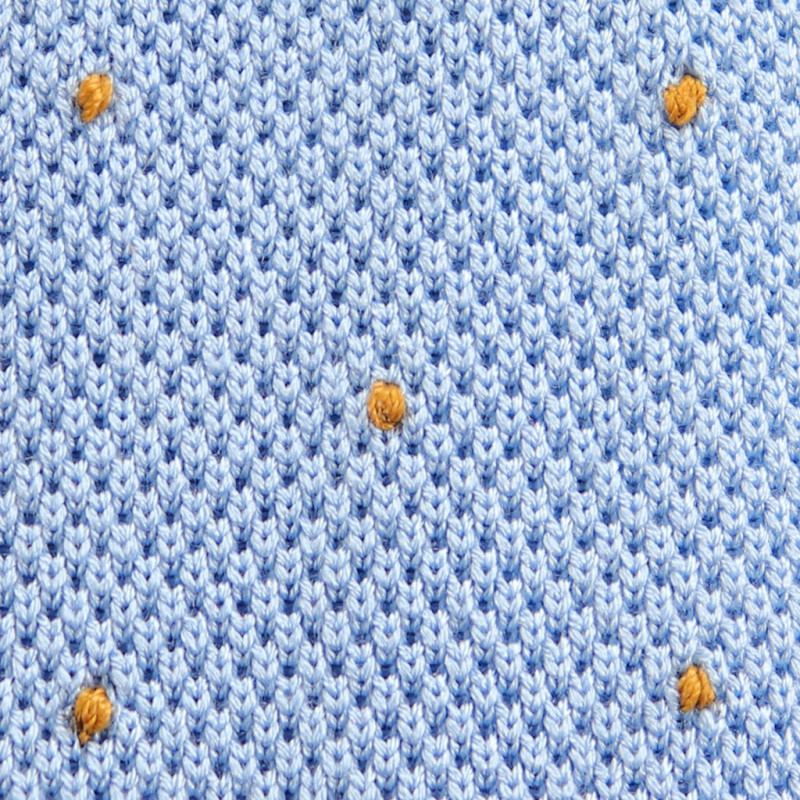 Cravatta a maglia celeste con pois sabbia Cravatta a maglia celeste con pois sabbia
