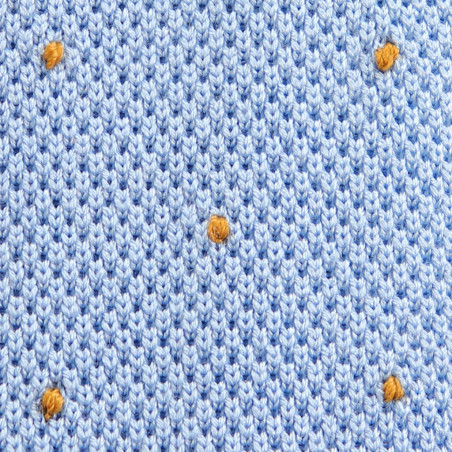 Cravatta a maglia celeste con pois sabbia Cravatta a maglia celeste con pois sabbia