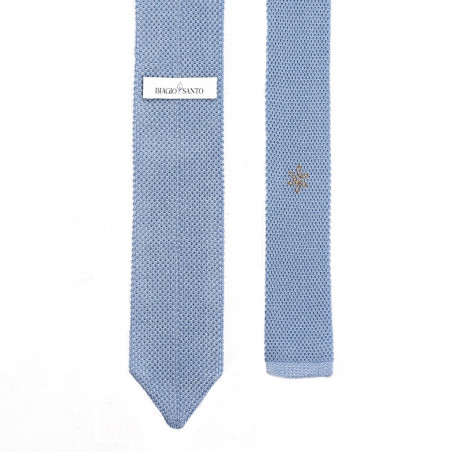 Cravatta a maglia celeste con pois sabbia Cravatta a maglia celeste con pois sabbia
