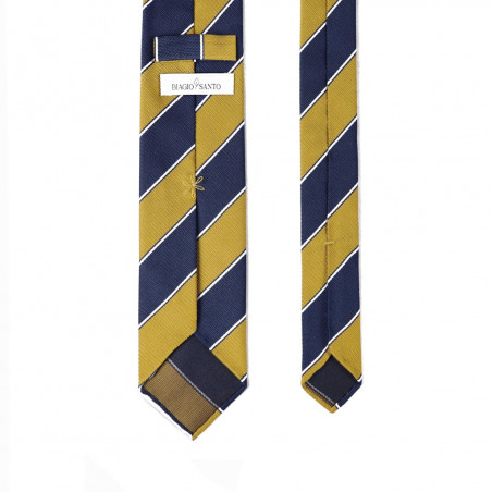 Yellow and navy jacquard stripes