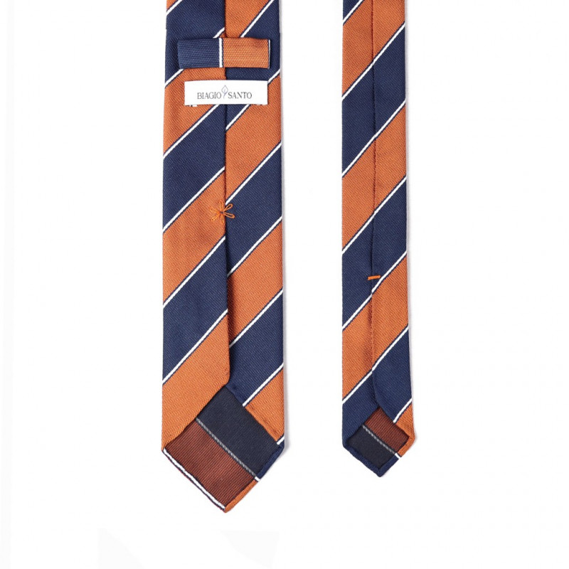 Orange and navy jacquard stripes
