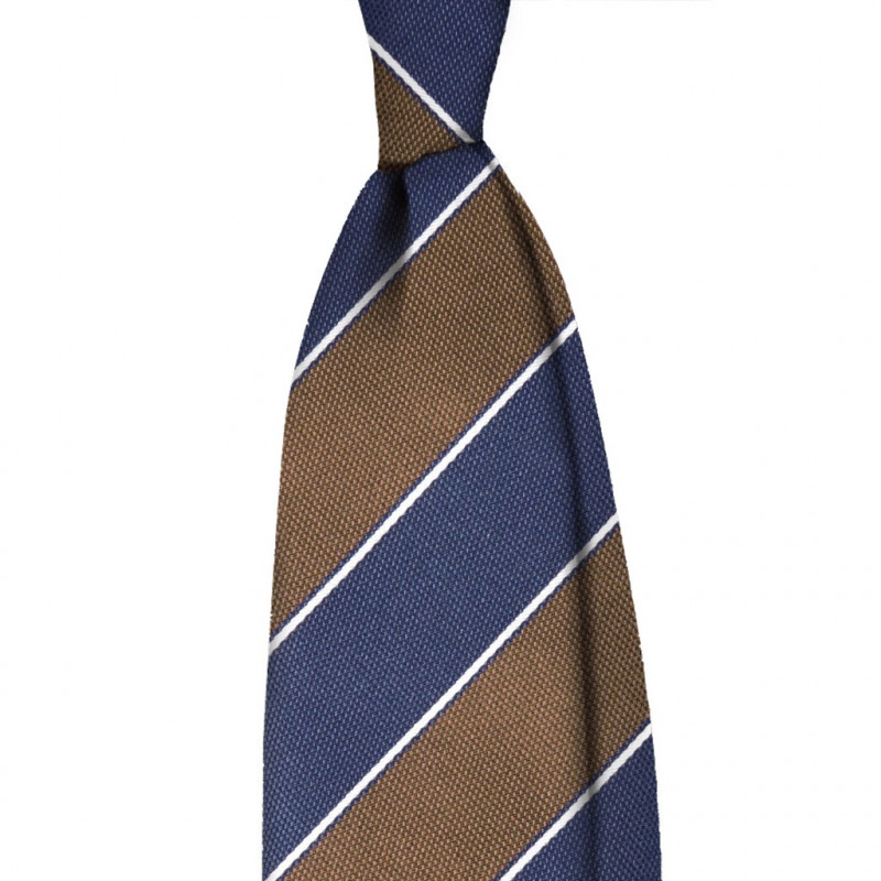 Brown and navy jacquard stripes