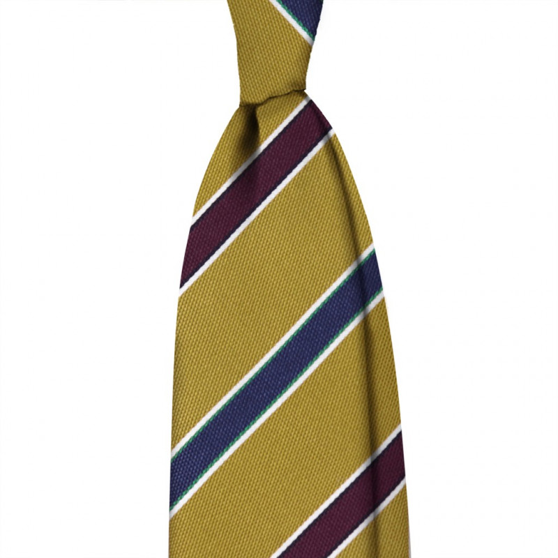 Bordeaux and Navy Stripes on Mustard Jacquard