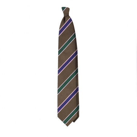 Riga Jacquard Verde Scuro e Navy su Fondo Marroncino