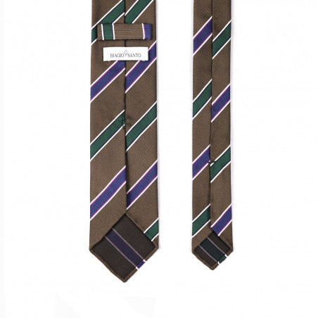 Riga Jacquard Verde Scuro e Navy su Fondo Marroncino