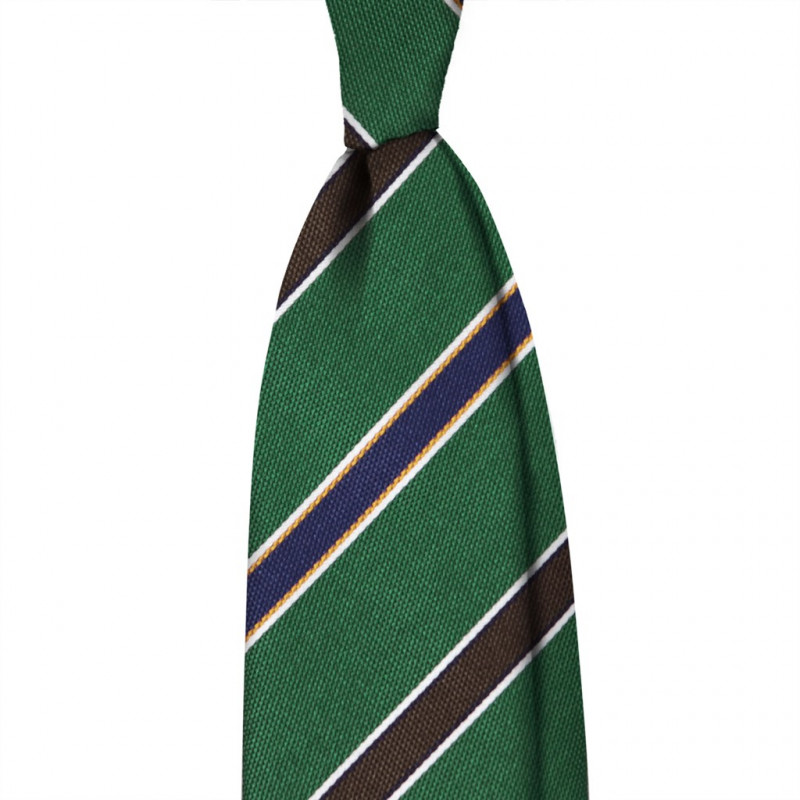 Bordeaux and Navy Stripes on Green Jacquard