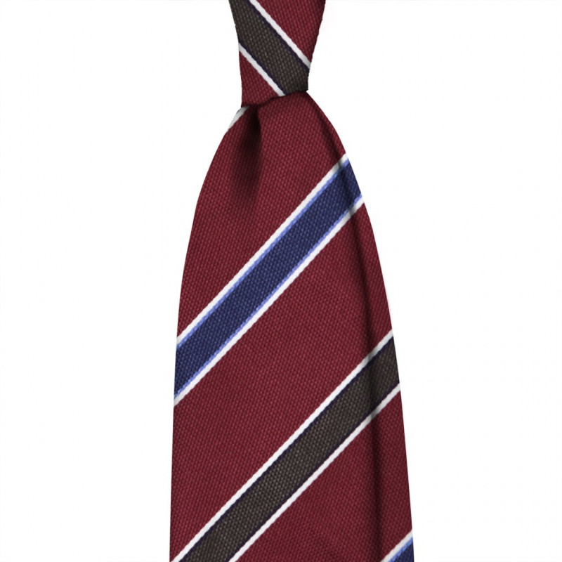 Brown and Navy Stripes on Bordeaux Jacquard