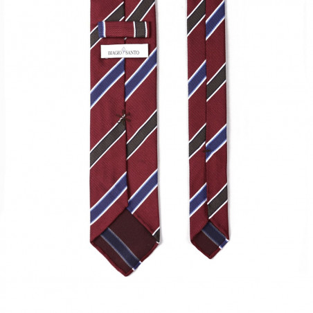 Jacquard Riga Marrone e Navy su Fondo Bordeaux