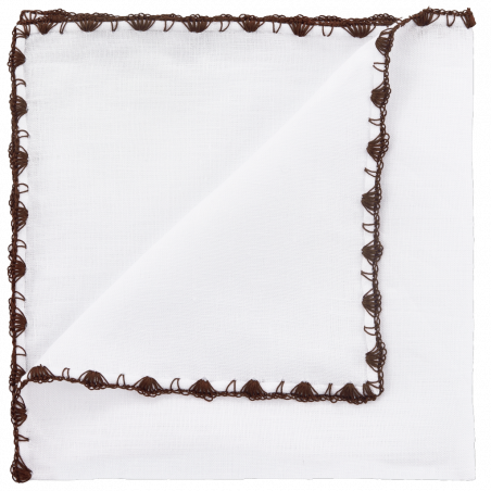 Brown pocket square with arched crochet