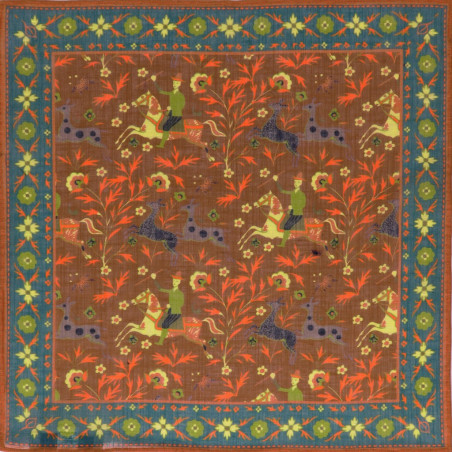 Orange Printed Animal Linen&Cotton Pochette Orange Printed Animal Linen&Cotton Pochette