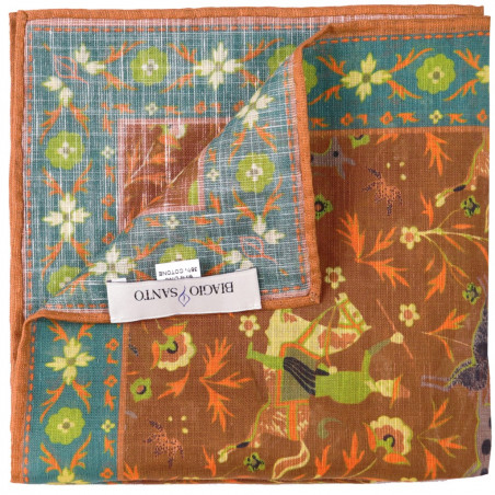 Pochette Stampata Motivo Animali Lino&Cotone Arancio