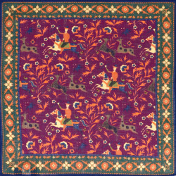 Burgundy Printed Animal Linen&Cotton Pochette