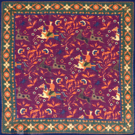 Burgundy Printed Animal Linen&Cotton Pochette Burgundy Printed Animal Linen&Cotton Pochette