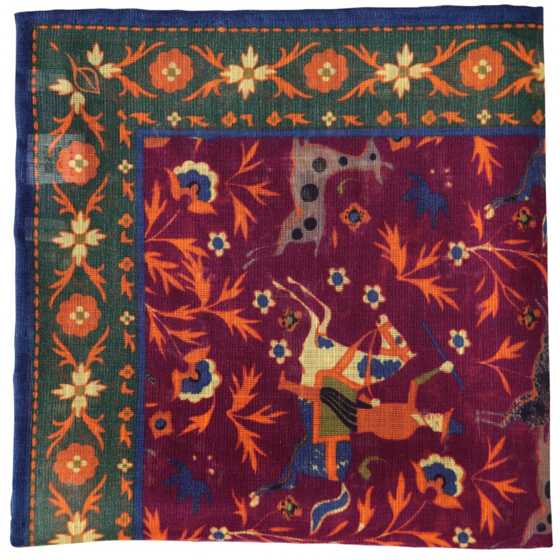 Pochette Stampata Motivo Animali Lino&Cotone Borgogna