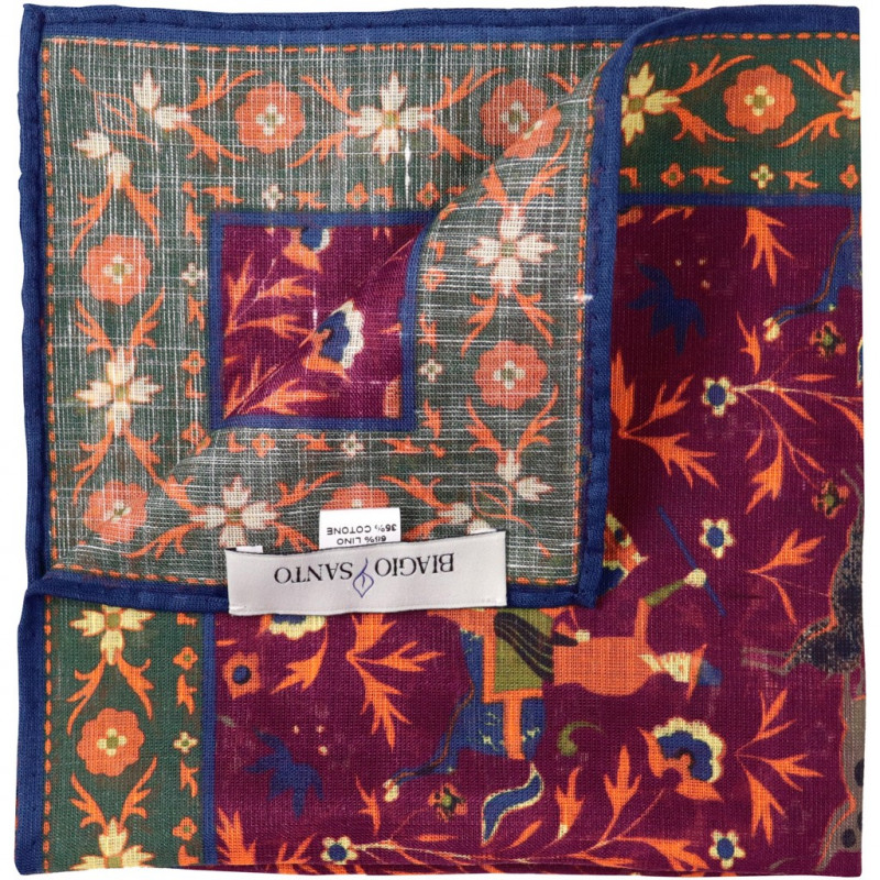 Burgundy Printed Animal Linen&Cotton Pochette Burgundy Printed Animal Linen&Cotton Pochette