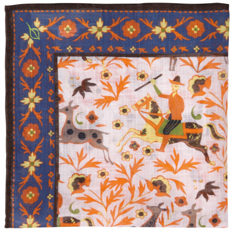 White Printed Animal Linen&Cotton Pochette