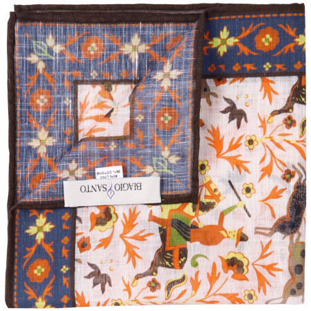 White Printed Animal Linen&Cotton Pochette