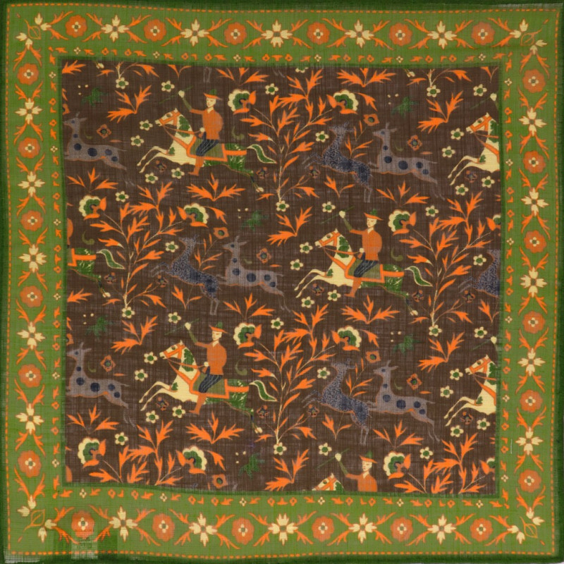 Brown Printed Animal Linen&Cotton Pochette