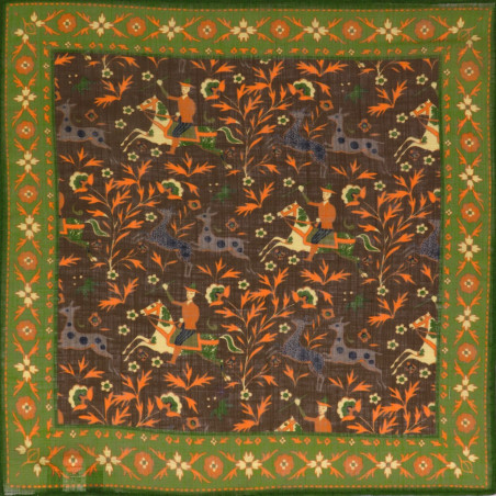 Brown Printed Animal Linen&Cotton Pochette