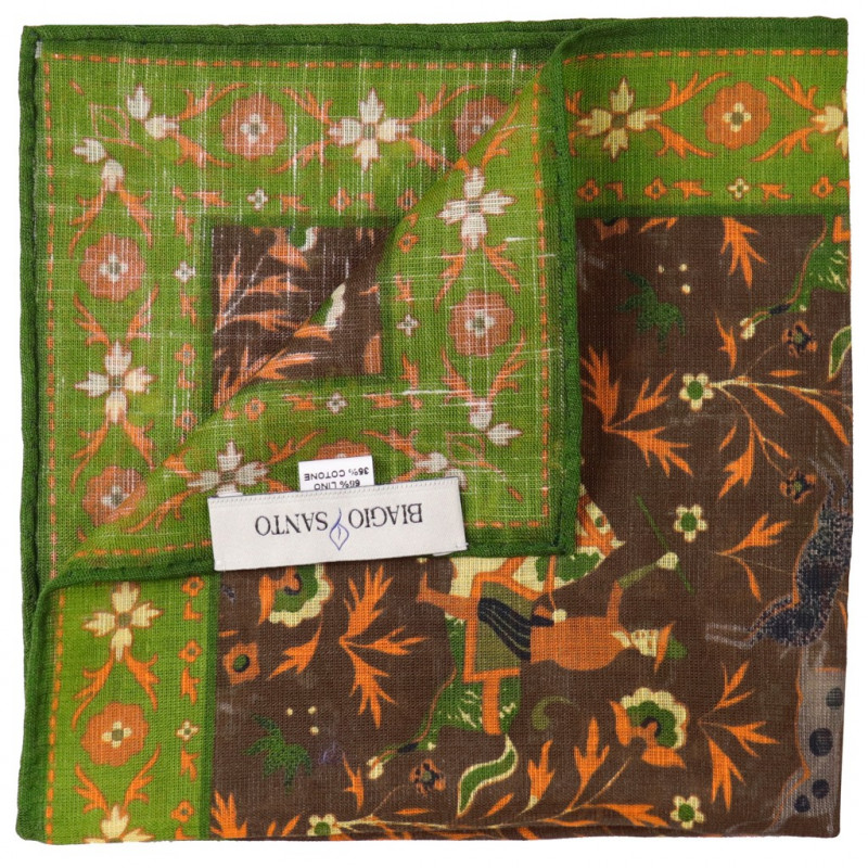 Pochette Stampata Motivo Animali Lino&Cotone Marrone Pochette Stampata Motivo Animali Lino&Cotone Marrone