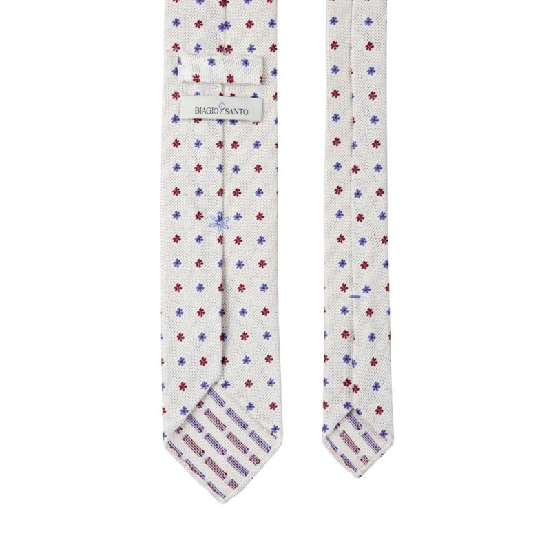 Light Blue and Red Flowers on White grenadine Light Blue and Red Flowers on White grenadine