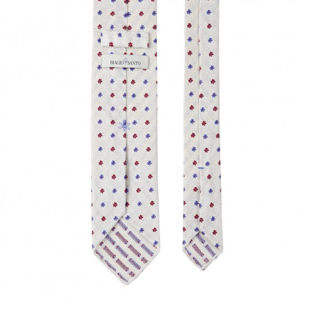 Light Blue and Red Flowers on White grenadine Light Blue and Red Flowers on White grenadine