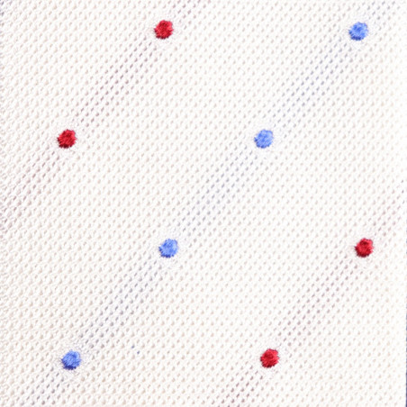 Light Blue and Red Flowers Polka Dots on White grenadine
