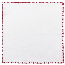 Red pocket square with arched crochet
