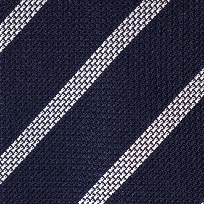 Riga bianco su Garza Navy