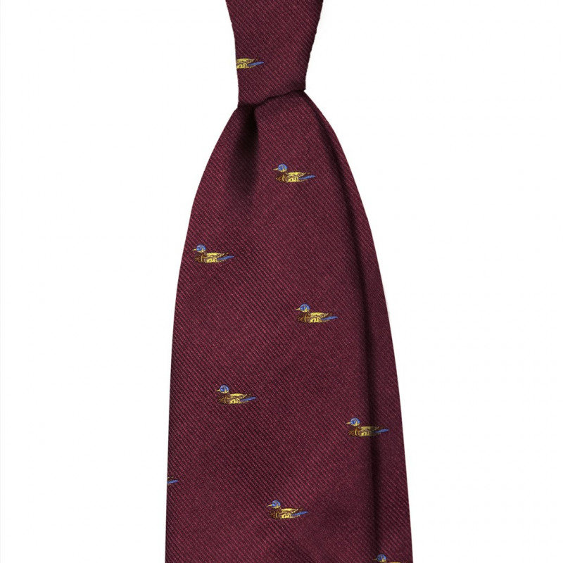 Ducks on Burgundy Jacquard