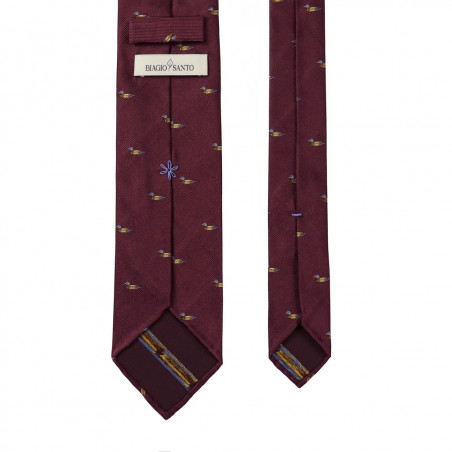 Ducks on Burgundy Jacquard