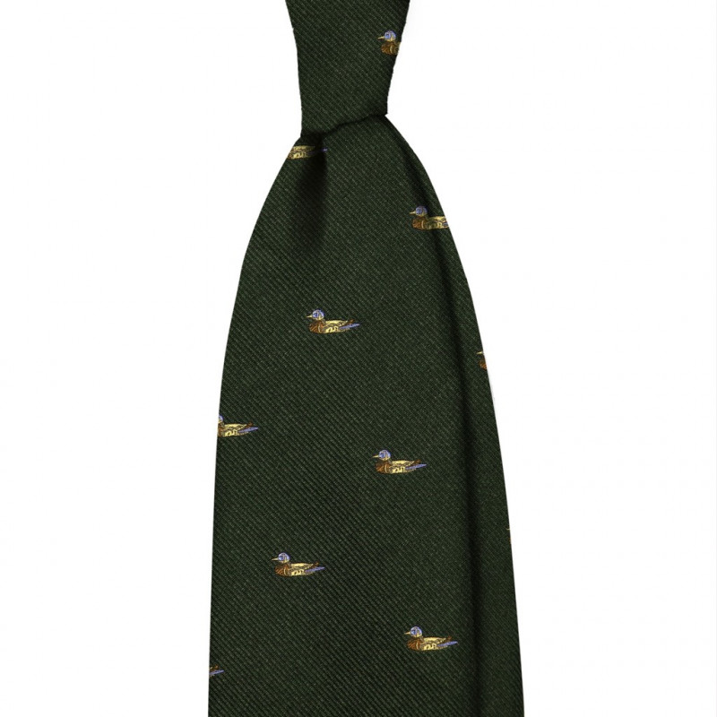 Ducks on Dark Green Jacquard