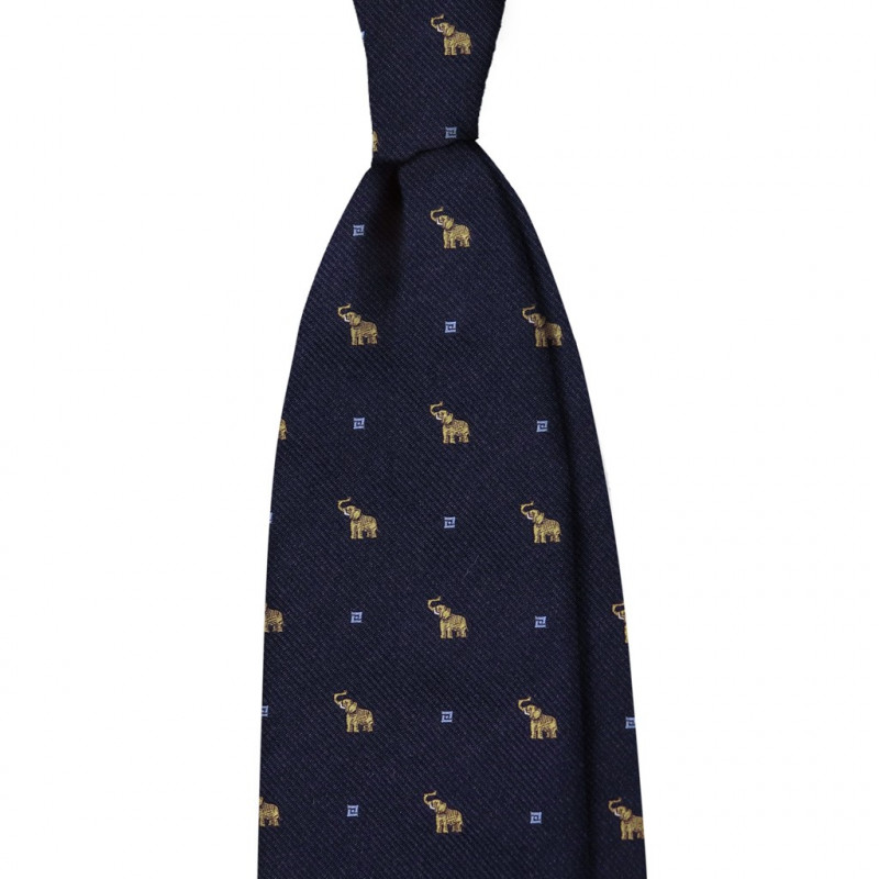 Elefanti su Jacquard Navy