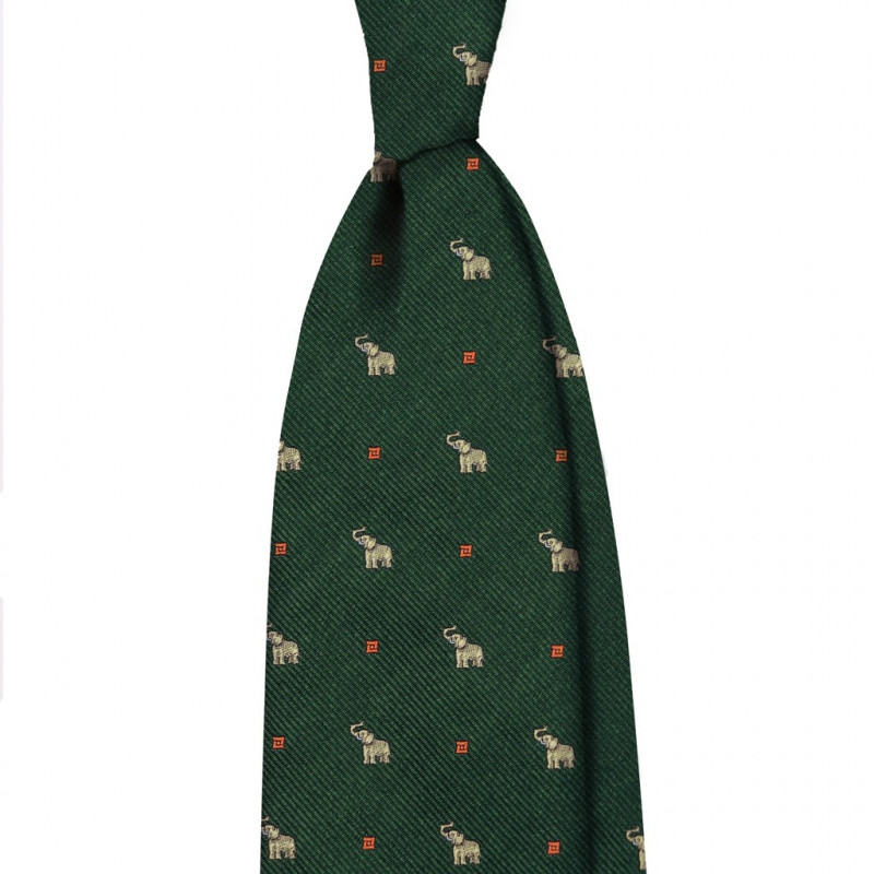 Elephants on Dark Green Jacquard