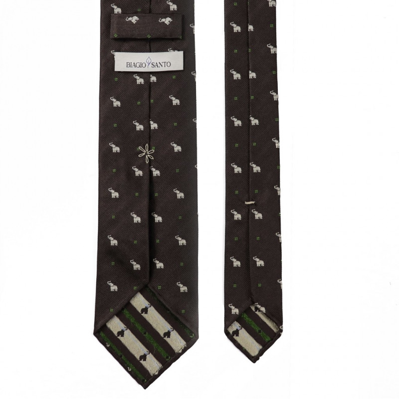 Elefanti su Jacquard Marrone Scuro