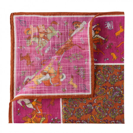 Hunting motif magenta and red
