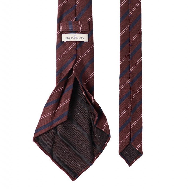 Jacquard Riga 7 pieghe Navy su fondo Burgundy