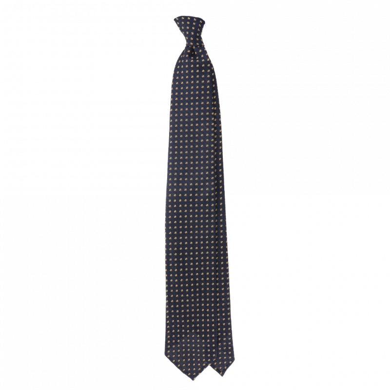 7 folds navy grenadine yellow micro-pattern