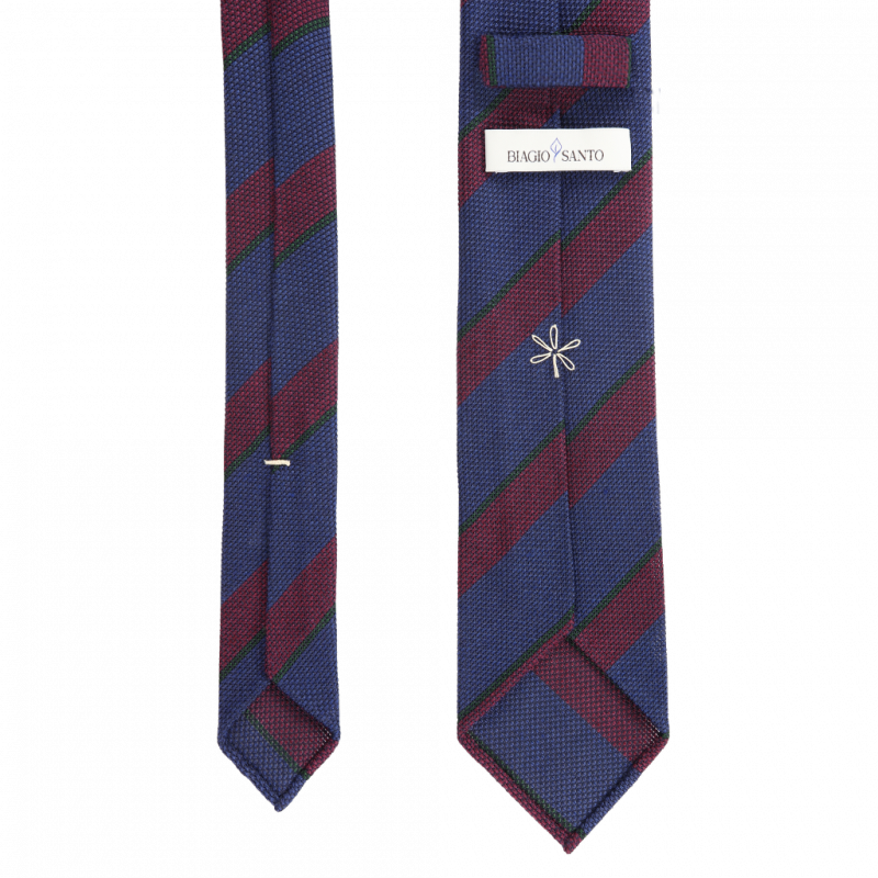 Riga in garza blu e burgundy