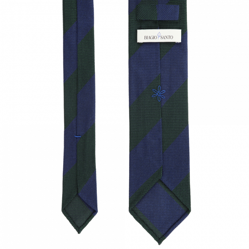 Navy dark green block grenadine stripes Navy dark green block grenadine stripes