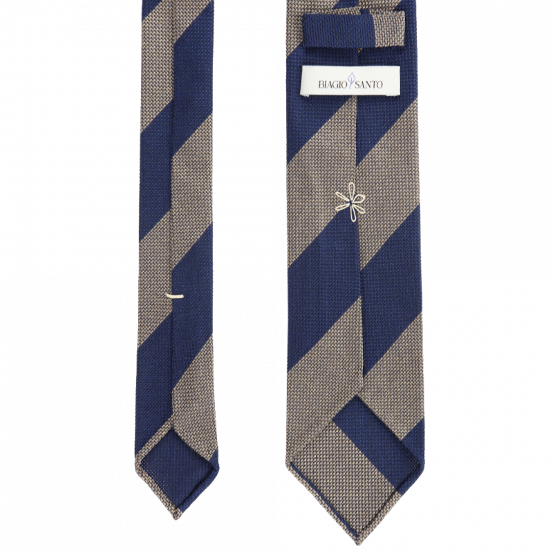 Navy beige block grenadine stripes Navy beige block grenadine stripes