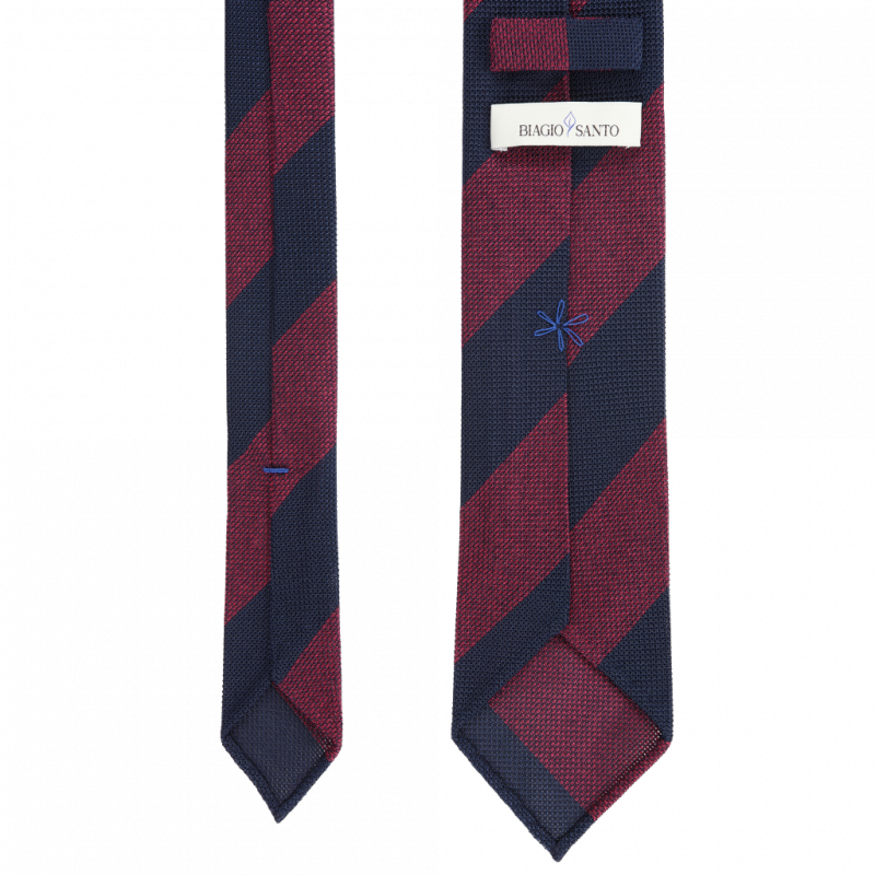 Navy burgundy block grenadine stripes