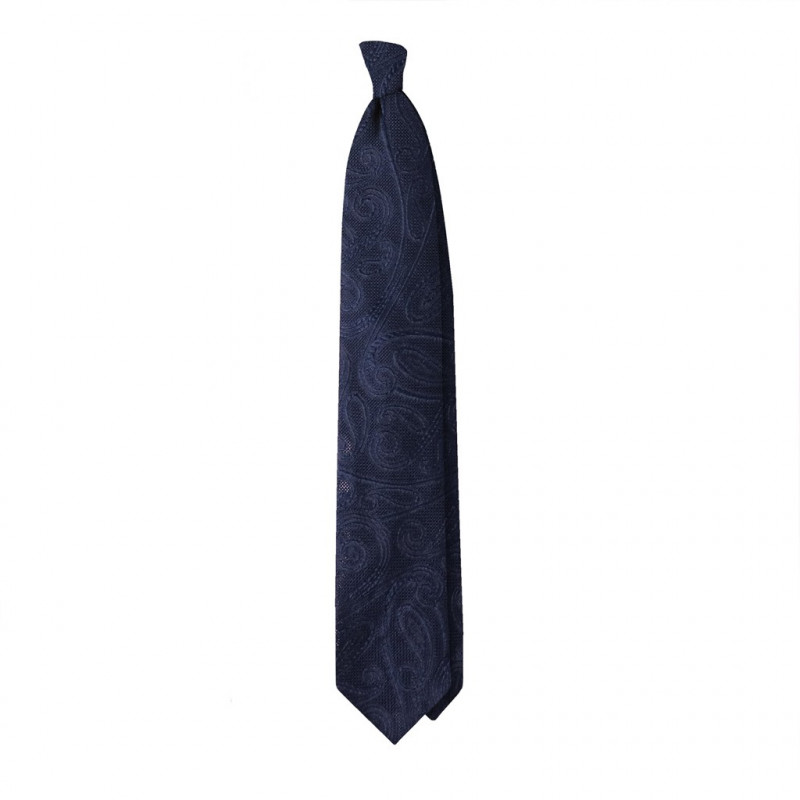7 folds navy grenadine paisley