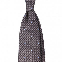 7 folds grey grenadine with light blue polka dots