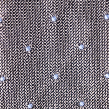 7 folds grey grenadine with light blue polka dots